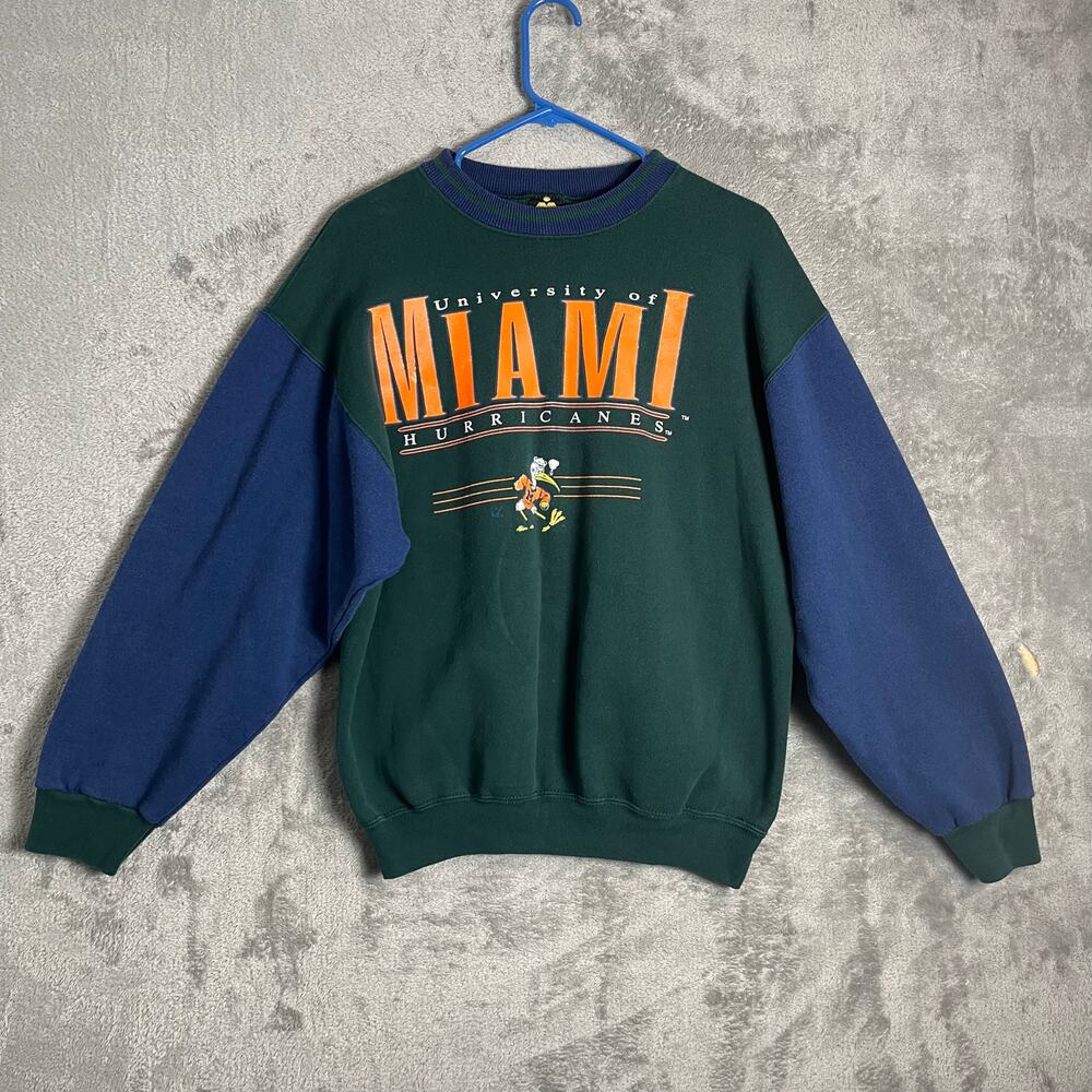 Vintage Miami‎ Hurricanes Crewneck Colorblock 90s College Sweatshirt Large USA